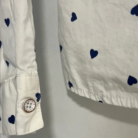 Esprit White Blouse with Navy Heart Accents - Picture 6 of 9